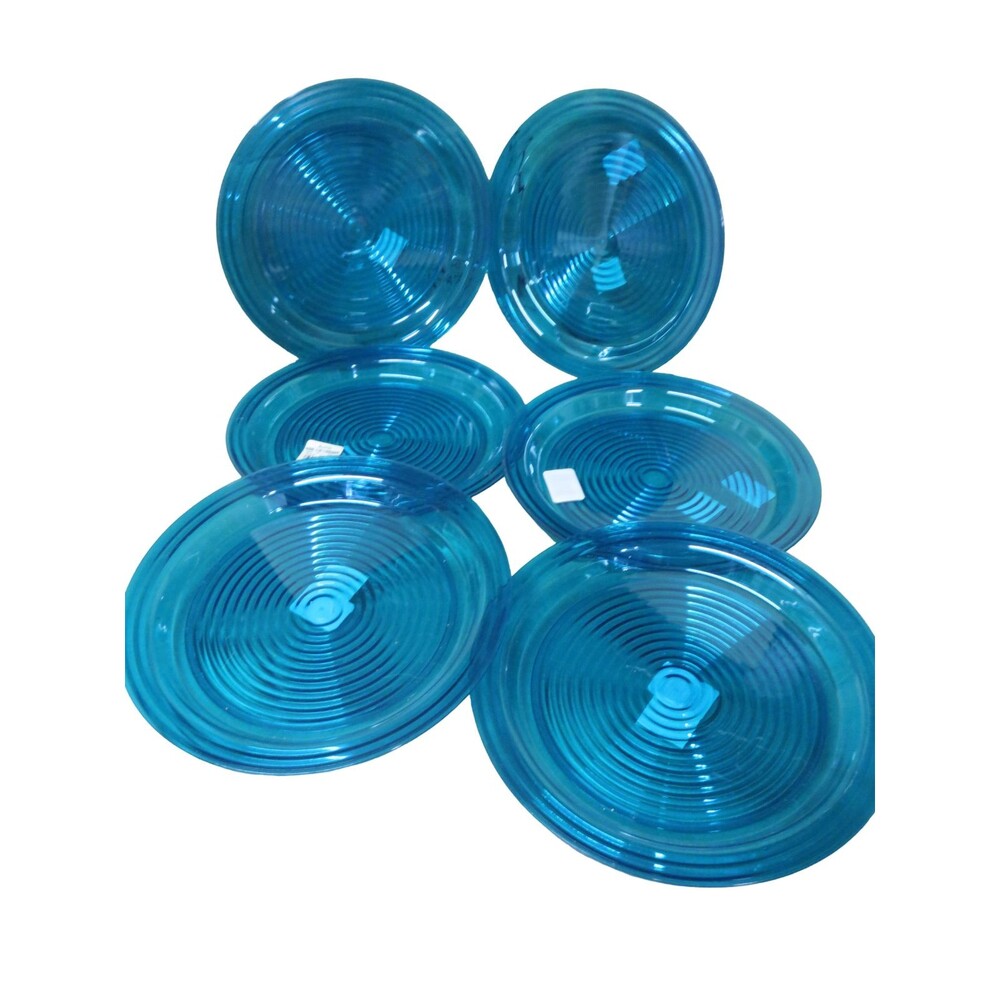 Majestic Beehive Ribbed Dinner Plates Blue Teal Aqua Set of 6 - USA VTG 10"